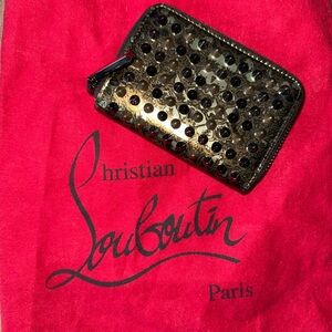 Christian Louboutin Black and Gold Panettone Studded Wallet